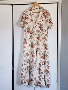 Christy Dawn Cream Maxi Dress with Rust Floral & Sage Leaves